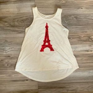 JUSTICE tank top, size 12 in girls.The color is white, flips from PINK to GOLD